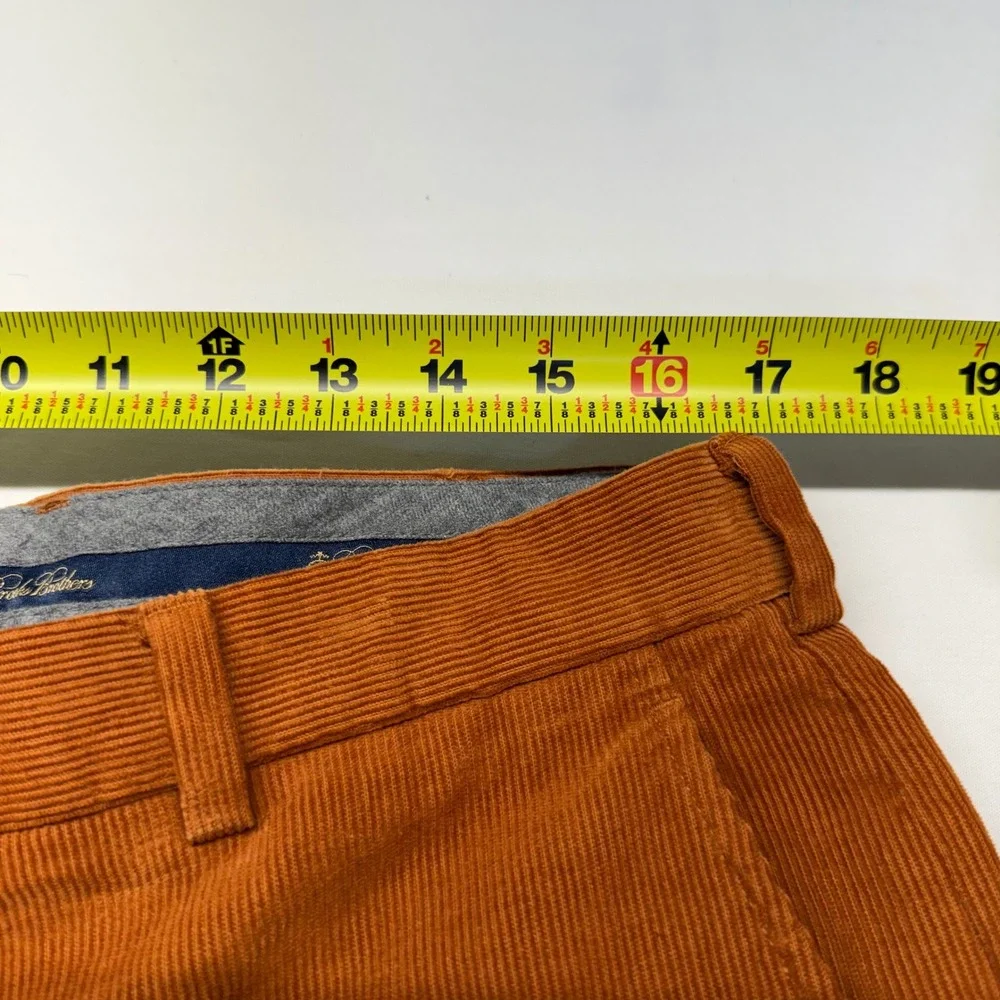 Brooks Brothers Milano Corduroy Pants 36x32 Orange Mens Slim Fit Cotton Trousers